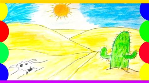Simple And Easy Desert Drawing How To Draw A Desert Sunset Youtube