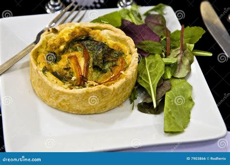 Quiche And Salad On A Plate Stock Photo Image Of Green Plate 7903866