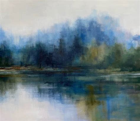 Across The Pond Abstract Waterside Landscape Painting By Christina