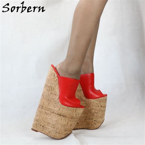 Sorbern 30cm Ultra High Heel Slippers Women Shoes Summer Crok Wedges