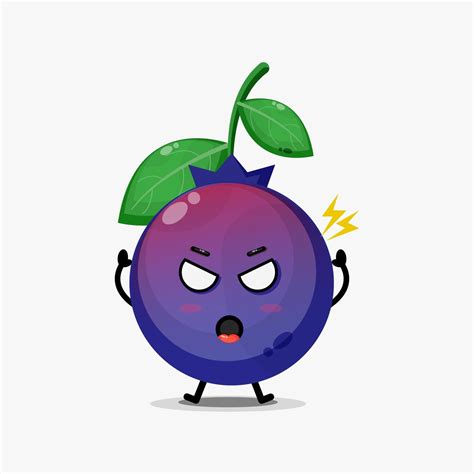 Cute Blueberry Character Is Angry 3136175 Vector Art At Vecteezy