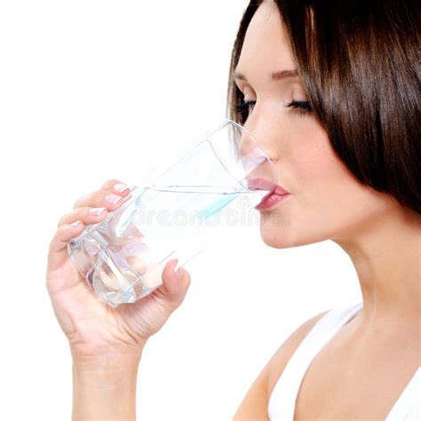 Young Smiling Woman Holds Glass Of Water Stock Photo Image Of Drink