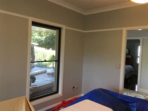 Lounge room walls first coat Dulux Tranquil Retreat | Dulux tranquil