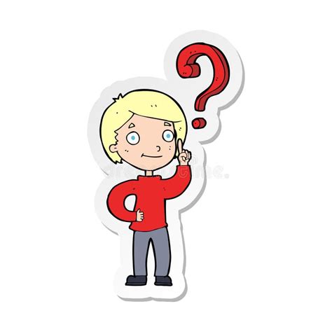 A Creative Sticker Of A Cartoon Boy Asking Question Stock Vector