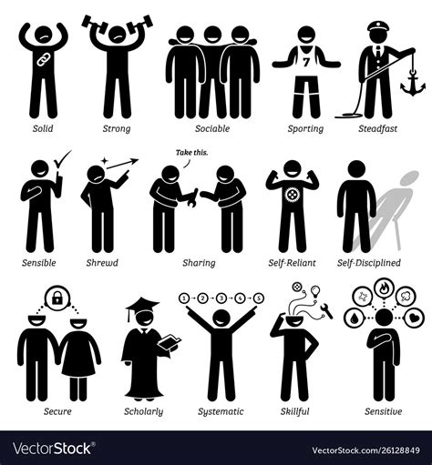 Positive Personalities Character Traits Stick Vector Image