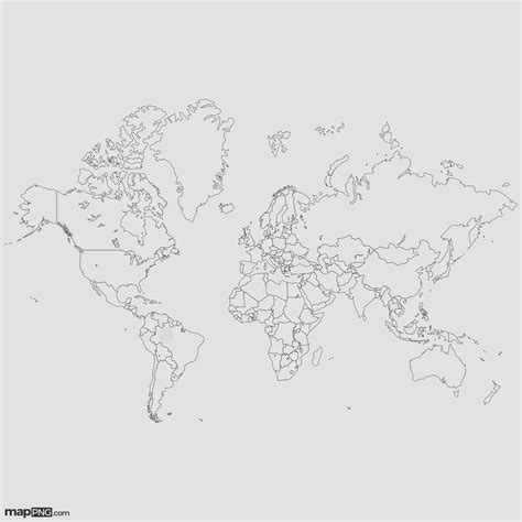 High Detail Outlines World Map With Country Borders