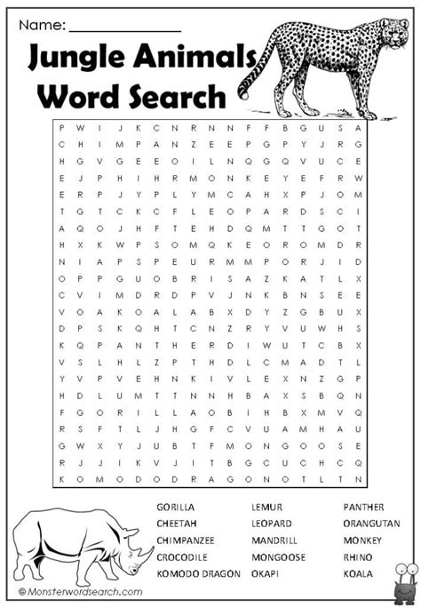 Animals Word Search Printable Printable World Holiday