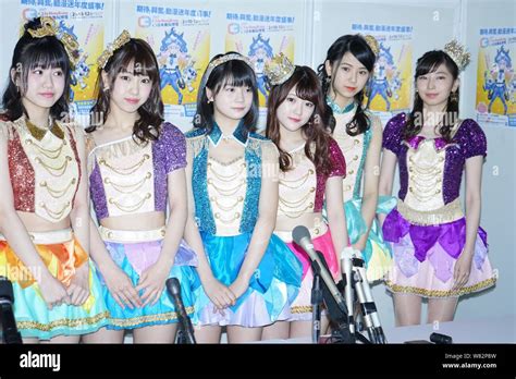 members of japanese idol girl group ske48 pose during the 2017 c3 x hobby expo in hong kong