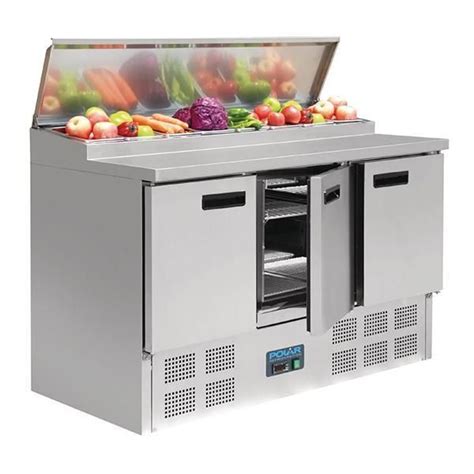 Polar 3 Door Salad And Pizza Prep Counter Stainless Steel Stainless