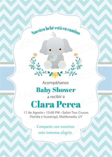 Tarjeta Invitacion Baby Shower Elefante Whatsapp 17000 En Mercado