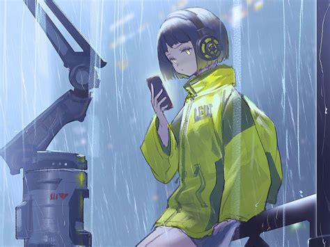 1600x1200 Anime Girl Scifi Umbrella Rain 4k Wallpaper 1600x1200 Resolution Hd 4k Wallpapers