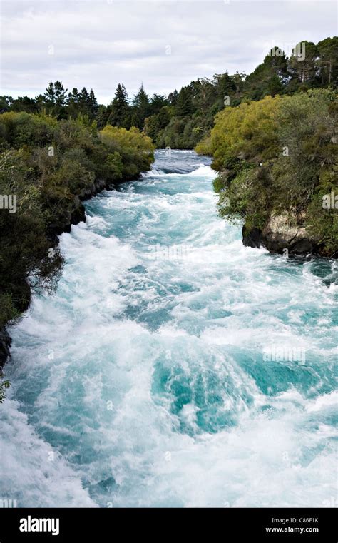 The Fast Flowing Waikato River At Huka Falls Near Taupo North Island