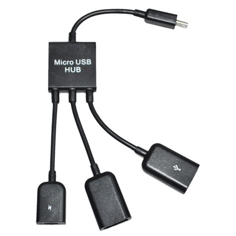 Usb 20 Hub Splitter 3 Port Way Micro Usb Black 19cm New T1 Ebay