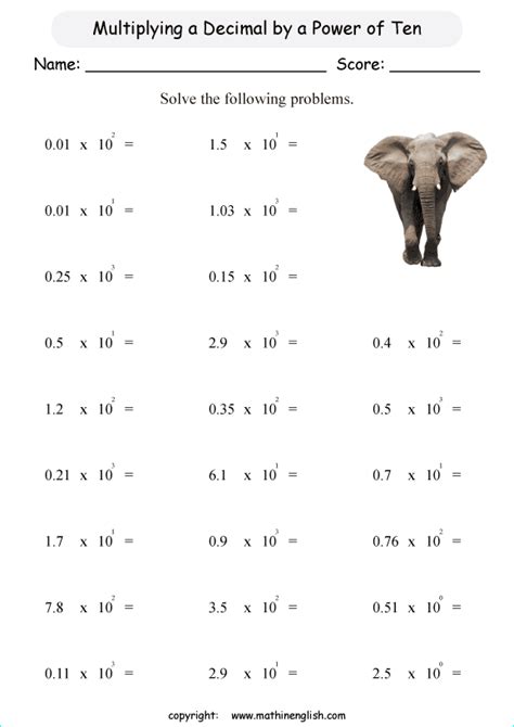 Multiply Decimals By Powers Of 10 Worksheets