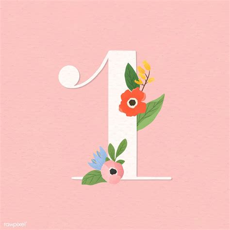 Watercolor Floral Number 1 Vector Premium Image By Aum
