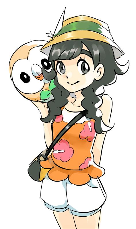 female protagonist ultra sun and moon and rowlet pokémon sun and moon know your meme