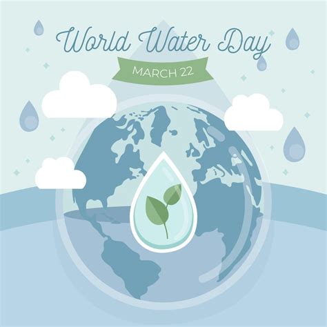 Free Vector World Water Day Illustration With Planet And Water Drop