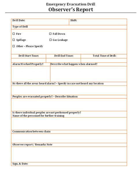 Fire Evacuation Drill Report Template Templates Example Templates