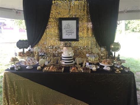 Black And Gold Sweet Table Google Search Graduation Party Desserts Graduation Party Decor