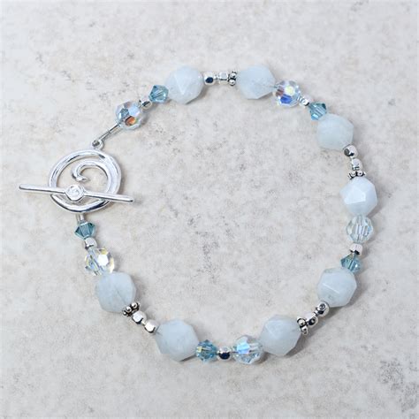 Aquamarine And Crystal Toggle Bracelet RB155 Delicate Designs