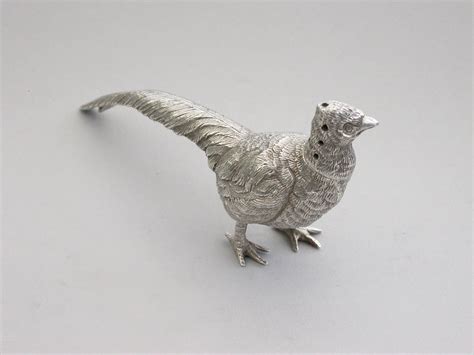 Edwardian Novelty Cast Silver Cock Pheasant Pepper By William Edward