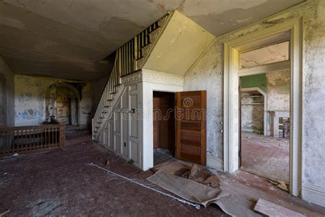 Ornate Staircase Abandoned Dunnington Mansion Farmville Virginia