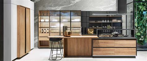 Open Wood Grain Kitchen Cabinet With Island Plcc19119