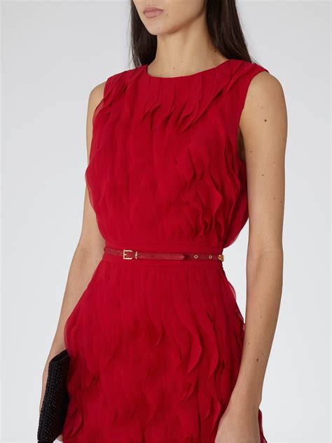 Reiss Ruffle Detail Dress In Red Cherry Red Lyst