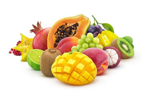The tree center ships container plants directly to your home. Heap of fresh exotic fruits isolated on white background
