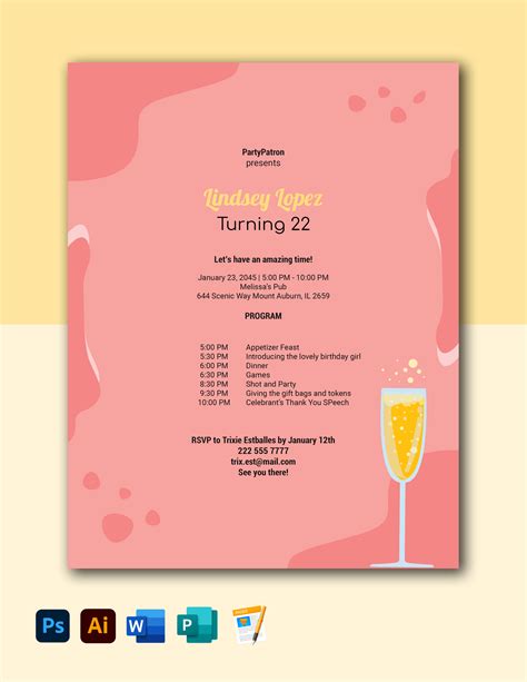 21st Birthdays Party Program Template In Pages Word Illustrator Psd