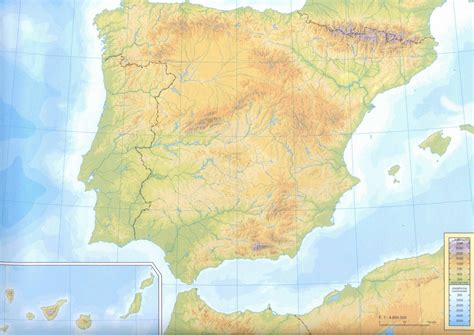 Mapa Mudo España Fisico Color