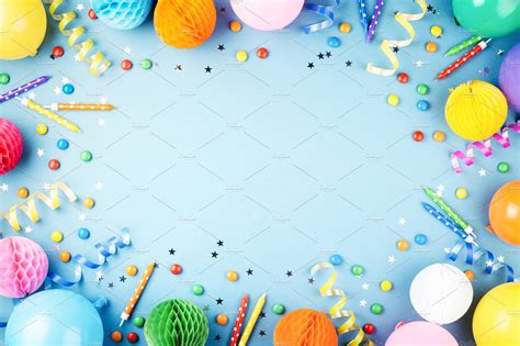 Blue Birthday Party Background High Quality Holiday Stock Photos