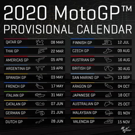 Motogp2020 Provisional 2020 Calendar Released Motogp Motogp Teams