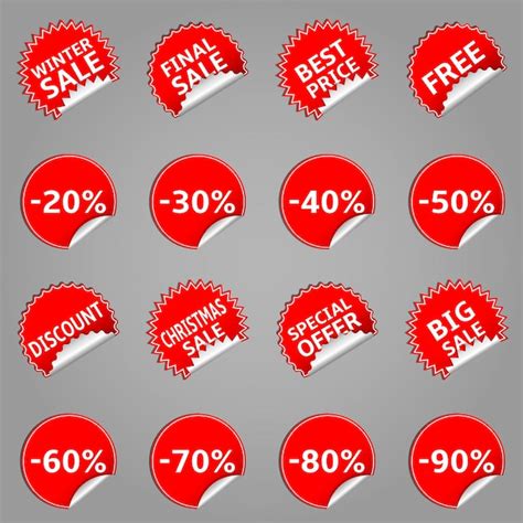 Premium Vector Set Of Red Sale Stickers