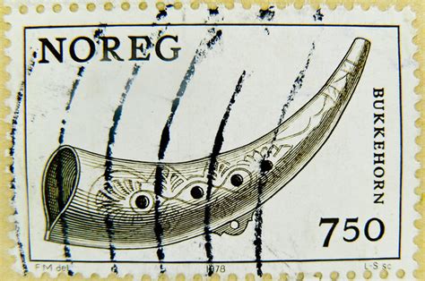 Bukkehorn Norway Stamp 750 Kr Timbre Norwegen Noreg Norge Selo