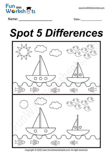 Find The Difference Activity Sheets