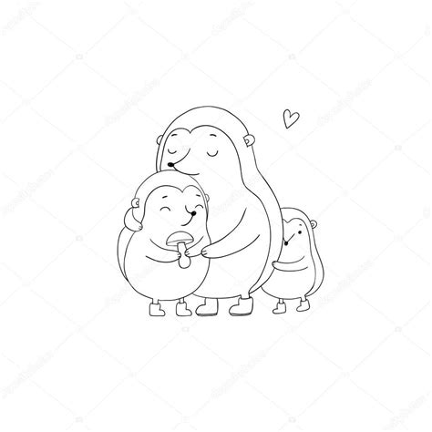 Los Erizos Lindos De La Familia Mamá E Hijos Animales De Dibujos