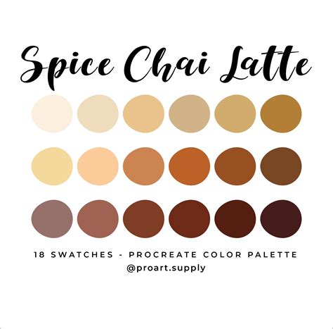 spice chai latte procreate color palette hex codes tan etsy hong kong