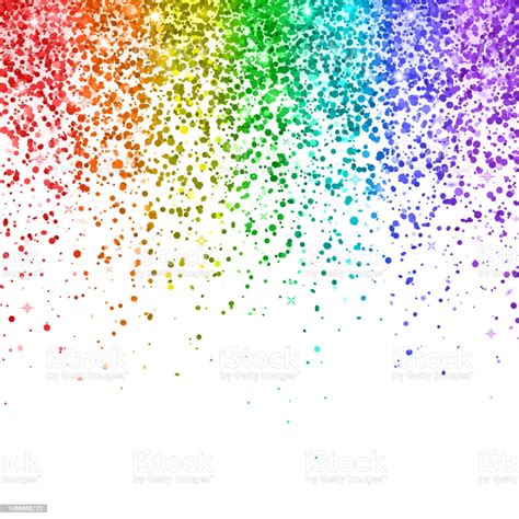 Rainbow Falling Glitter On White Background Vector Stock