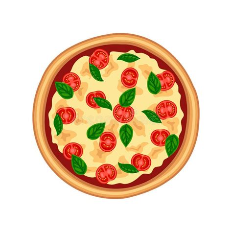 Pizza Margherita Ingredients Draw Scheme Stock Vector Illustration Of