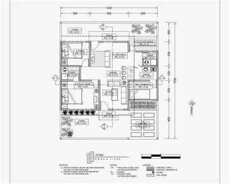 Contoh Gambar Denah Rumah Minimalis Menggunakan Autocad - Griya Bagus