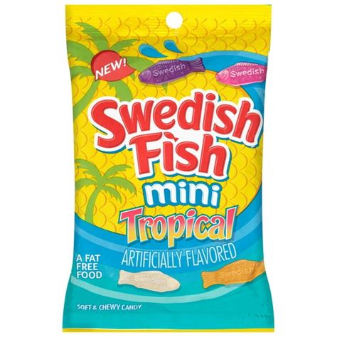 Swedish Fish Mini Tropical Soft And Chewy Candy Bags 8 Oz 12 Count