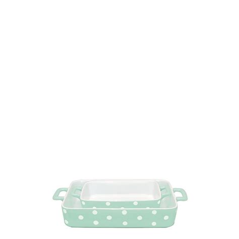 Greengate Oven Dish Mint Dot Set Of 2 Oven Dishes Cookware And