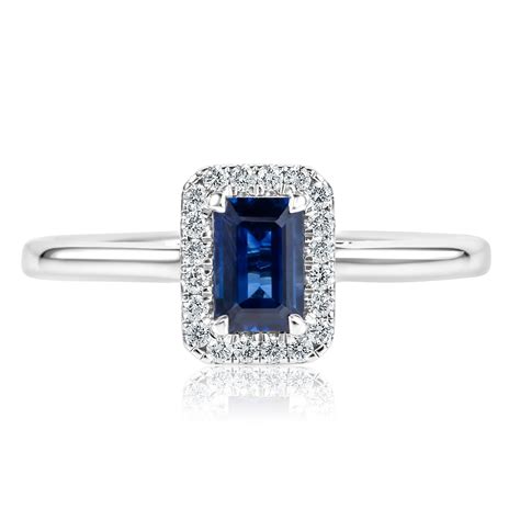 Emerald Cut Sapphire And Diamond Halo Ring Pravins
