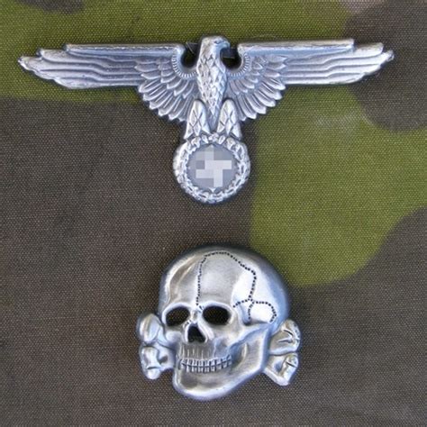 Reproduction Waffen Ss Metal Cap Skull And Eagle
