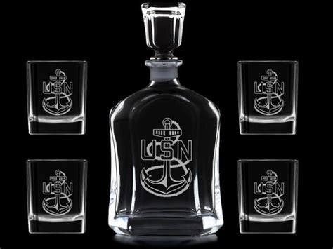 Personalized Whiskey Decanter Set Usn Us Navy By Navybratglass
