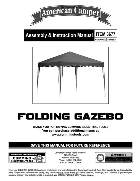 Calaméo American Camper Folding Gazebo Assembly And Instruction Manuals