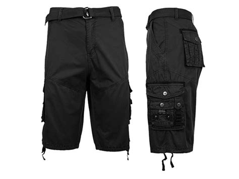 Mens Belted Tactical Cotton Cargo Shorts