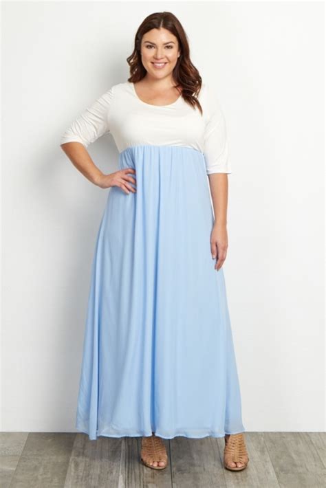 Light Blue Maxi Dress Plus Size Attire Plus Size