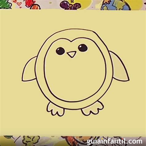 Ojos, nariz, boca y orejas. Cómo hacer un dibujo de un pingüino paso a paso
